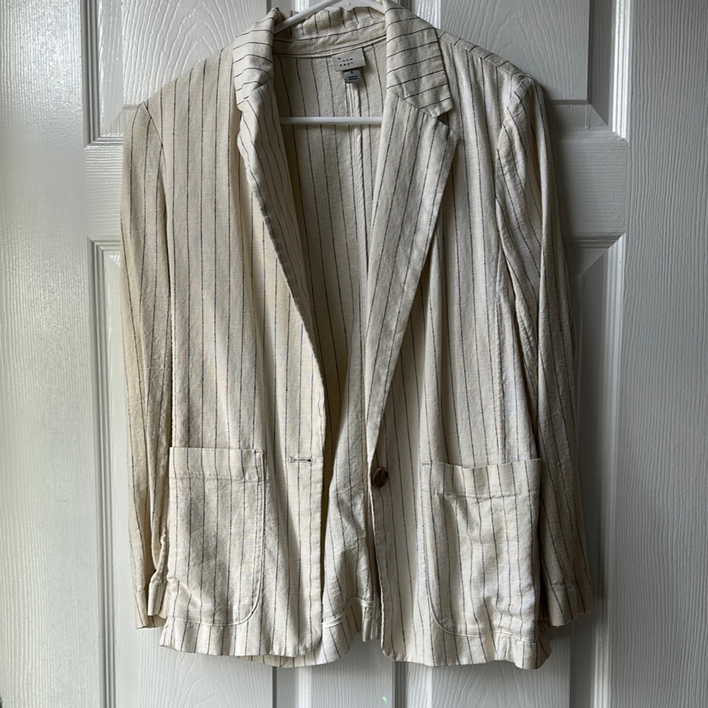 Women's Striped Cream Blazer